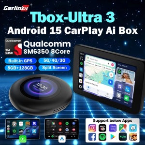 칼린킷 5G LTE 안드로이드 15 TV 박스 Tbox-Ultra3 WiFi6 SM6350 8코어 무선 안드로이드 오토 CarPlay LCD 스크린 넷플릭스 IPTV BMW용