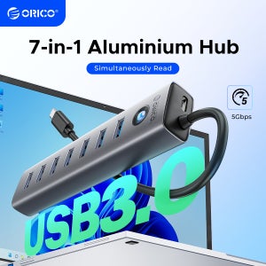 ORICO 알루미늄 타입 C USB 3.0 허브 7포트 멀티 스플리터 컴퓨터 액세서리용 고속 데이터 전송