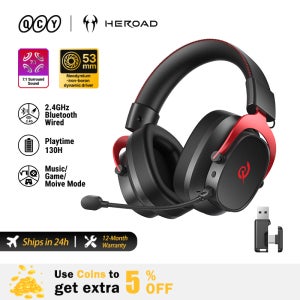 QCY Heroad VT200 무선 게이밍 헤드셋 분리형 마이크 오버이어 헤드폰 PC/PS4/PS5용 트리플 모드 7.1 서라운드 사운드 게이머용 헤드셋