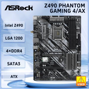 ASRock Z490 팬텀 게이밍 4/ax 마더보드 LGA 1200 인텔 Z490 DDR4 128GB ATX 지원 10105 10700 10100 10320 G6400 10305 