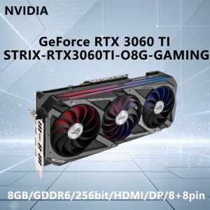 ASUS RTX 3060 Ti 8GB 비디오 카드 ROGSTRIX RTX3060TI O8G 게이밍 GDDR6 256비트 그래픽 카드 PCI-E 4.0 8+8핀 HDMI DP 트리플