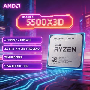 새로운 AMD Ryzen 5 5500X3D R5 5500X 3D 6코어 12스레드 3.0GHz 4.0GHz 96MB 3D V-캐시 AM4 105W 데스크탑 게이밍 CPU 프로세서