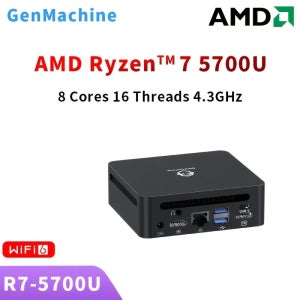 Genmachine 미니 PC 컴퓨터 게임 AMD Ryzen7 5700U 4800H 5800H 4500U 포켓 듀얼 HDMI LAN WIFI6 BT5.2 Windows 11 Ryz