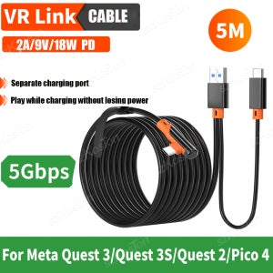 Meta Quest 3S 링크 케이블 VR 헤드셋용 Type-C에 대한 5Gbps 데이터 전송 USB3.0 Gen2 Quest 3 Quest 2 액세서리용 고속 충전