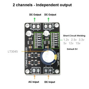 RF LNA 하이 파이 DAC/ADC 오디오 전원 공급을 위한 이중 LT3045 매우 저소음 선형 규제기 1.2V 2.5V 3.3V 5V 9V 12V 15V DC 전압