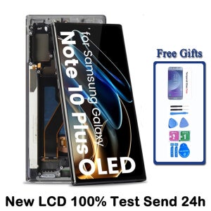 삼성 노트10+용 AMOLED 디스플레이 삼성 노트 10 플러스 N975F/DS용 LCD 디스플레이 디지털 터치 스크린 S펜 지문 인식 지원