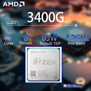 AMD 라이젠 5 3400G CPU R5 3400G CPU 프로세서 3.6GHz~4.2GHz 4코어 8스레드 PCIe 3.0 L3=8M DDR4 TDP 65W 소켓 AM4