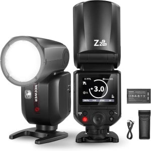 NEEWER Z2 PRO 2.4G TTL 라운드 헤드 플래시 스피드라이트 무선, 니콘/소니/캐논 카메라용 Godox TTL/M TCM 스위치와 호환 가능