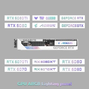 AORUS GEFORCE GTX ROG TUF 게이밍 5060 5070ti 5080 5090 RX9070/9060XT용 화이트 VGA ARGB 조명 패널, 페이스 램프, AURA 
