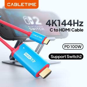 CABLETIME 4K144Hz 타입 C to HDMI 케이블 어댑터 PD 100W USB C to HDMI 케이블 어댑터 완벽한 스위치 2/1 OLED PS4/5 닌텐도용