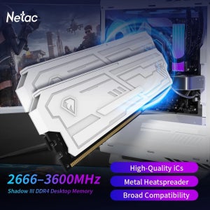 Netac DDR4 램 메모리 8G 16G DDR4 3200MHz 3600MHz 8GX2 16GX2 Shadow Ill UDIMM DDR4 1.35V XMP2.0 메탈 히트싱크 포