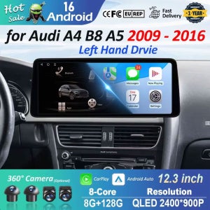 아우디 A4 B8 A5 2009-2016 안드로이드 16 좌핸들 차량용 라디오 비디오 플레이어 카플레이 내비게이션 GPS 4G QLED 터치스크린