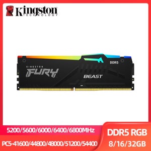 킹스톤 FURY 비스트 RGB DDR5 램 8GB 16GB 32GB 5200 5600 6000 6400 6800MHz 데스크탑 AMD 인텔 CPU 메인보드 메모리 288핀 1.1V