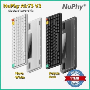 NuPhy Air75 V3 핫스왑 무선 기계식 키보드 84키 75% 커스텀 로우 프로파일 키보드 (노브 포함) RGB 가스켓 장착