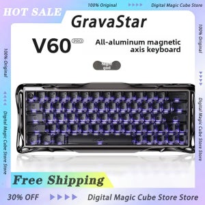 GravaStar V60 Pro 마그네틱 스위치 게이밍 키보드 저지연 올알루미늄 3모드 기계식 키보드 PC 게이머 액세서리 선물