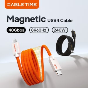 CABLETIME USB C to USB C 케이블 USB4 40Gbps 8K 240W 마그네틱 케이블 랩탑 맥북 아이패드용 썬더볼트 4/5용 고속 충전 코드