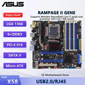 ASUS RAMPAGE II GENE 마더보드 LGA 1366 인텔 X58 DDR3 지원 I7-920 I7-950 i7 980 i7 940 i7 960 CPU 마이크로 ATX