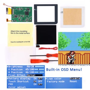 Hispeedido GBP IPS LCD Q5 스크린 8색 레트로 픽셀 스크린 모드 키트, 게임보이 포켓용 OSD 내장으로 색상 조정 가능