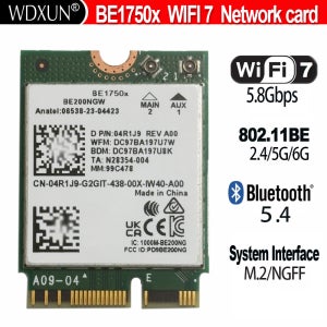 BE1750x 최신 킬러 와이파이 카드 와이파이 7 트라이밴드 2.4/5/6 GHz 5.8Gbps BT5.4 지원 M.2 PCIe 802.11BE BE200NGW