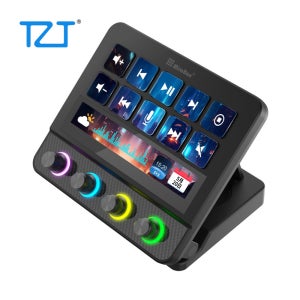 TZT MiraBox 블랙/화이트 N4 Pro 스트림 덱 비주얼 커스텀 키보드 0-60도 조절 가능한 브래킷(RGB 노브 및 터치 바 포함)