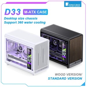 존스보 D33 ATX MATX 데스크탑 케이스, 유리 측면 투명 게이밍 PC 케이스, 360 수냉 지원