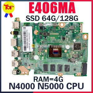 ASUS 노트북 마더보드, E406M, E406, E406MAS, L406MA, L406M, N4000, N5000, RAM-4G, 64G-128G-SSD, 100% 작동