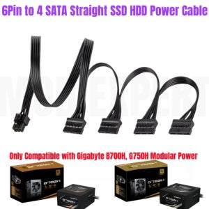 6핀에서 4x SATA 남성 직선형 18AWG, SSD HDD 모듈형 전원 케이블, 기가바이트 GP-B700H 700W, GP-G750H 750W 모듈형 전원 공급 장치용