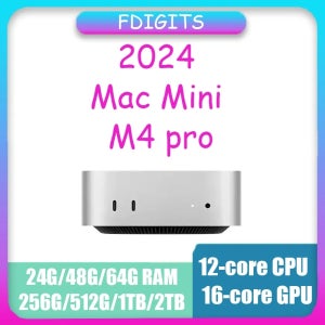 2024 맥 미니 데스크탑 컴퓨터 M4 프로 칩 12코어 CPU 16코어 GPU 16G/32G RAM 256G/512G/1T/2T SSD 저장소 기가비트