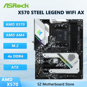 ASRock X570 스틸 레전드 WIFI AX X570 메인보드 AM4 M.2 128GB DDR4 지원 Ryzen 5 5600 5900 3200 5700 CPU