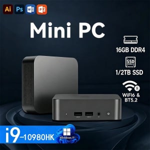 2026년형 최신 휴대용 미니 PC 컴퓨터 인텔 코어 I9-10980HK 32GB 램 512GB USB 3.0 SSD WiFi6 BT5.2 미니 PC 데스크탑 컴퓨터