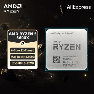 AMD 라이젠 5 5600X CPU AMD R5 5600X 프로세서 4.6GHz 6코어 12스레드 32MB 캐시 소켓 AM4 데스크탑 게이밍 CPU