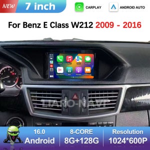 벤츠 E클래스 W212 2009-2016용 7인치 안드로이드 16 카 라디오 비디오 멀티미디어 플레이어 GPS 네비게이션 블루투스 4G 무선 카플레이 와이파이