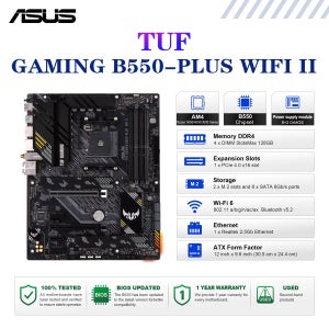 B550 ATX 메인보드 ASUS TUF GAMING B550-PLUS WIFI II 마더보드 소켓 AM4 CPU DDR4 4866(OC) MHz 메모리