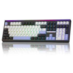 AULA H108 풀 사이즈 기계식 키보드 Slient 스위치 라이트박스 PBT 키캡이 포함된 100% 레이아웃 핫스왑 MX 타입 키