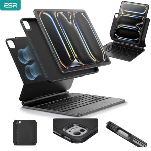 ESR iPad Pro 11/13 키보드 케이스(2024) iPad Pro 11/12.9& Air 11/13(2024/2025) 자기 스탠드 세로/가로 탈착식 커버