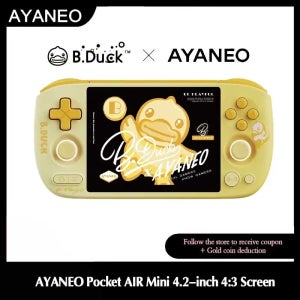 AYANEO Pocket AIR Mini x B.Duck 한정판 레트로 핸드헬드, 레트로 포켓 콘솔 4.2인치 4:3 화면, 홀 조이스틱 64G 탑재