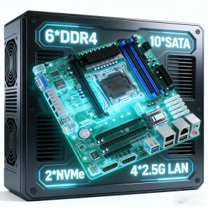 2026 X99 방화벽 메인보드 LGA 2011-3 Xeon E5 V4 C612 6*DDR4 10*SATA 2*NVMe 4*2.5Gbps LAN M-ATX 서버 NAS 메인보드