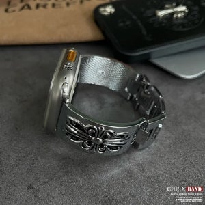 애플워치 시리즈 9, 10, 11과 호환되는 메탈 팔찌, 유니섹스 악어 패턴 손목밴드, 애플워치 교체용