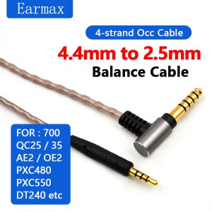 BOSE 이어폰 교체용 균형 업그레이드 케이블, QC25 QC35 QC45 LIVE2 DT240pro PCX550 Y50 Y50BT Y55 용, 4.4mm 2.5mm
