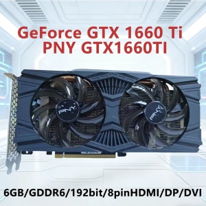 GTX 1660 Ti 6GB GPU PNY GTX1660TI GDDR6 192비트 그래픽 카드 (PCI-E 3.0 8핀 HDMI DP DVI 듀얼 팬 데스크탑 PC 비디오 카드)