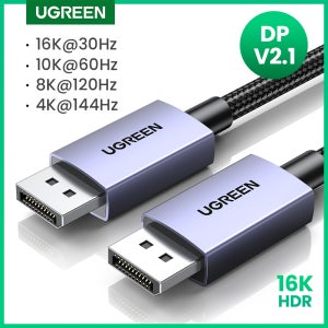 UGREEN 디스플레이 포트 케이블, 샤오미 TV 박스, PC 노트북 모니터, 게임 DP 케이블, 디스플레이 포트, 16K, DP2.1, 8K, 4K, 144Hz 비디오 오디오 케