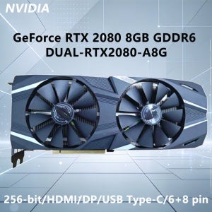 ASUS NVIDIA RTX 2080 8GB GDDR6 GPU TURBO RTX 2080 8G EVO 그래픽 카드, 데스크탑 PC용 PCI-E 3.0 HDMI DP 지원 비디오 카