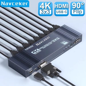 Navceker 4K HDMI 비디오 월 컨트롤러 3X3/2X3/2X2 비디오 월 프로세서 HDMI 멀티 비디오 스크린 프로세서 스플라이서 월 디스플레이
