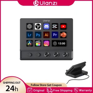 울란지 D200X 8 in 1 스트림 덱 키보드 14 LCD 키 스트림 컨트롤러 (비디오 편집, 게임, 라이브 콘텐츠 제작, 스튜디오 조명용)