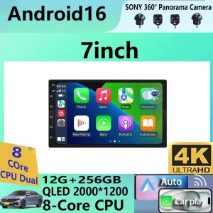 7인치 QLED 스크린 2딘 유니버설 안드로이드 16 차량용 DVD GPS 라디오 스테레오 카 라디오 멀티미디어 플레이어 자동차 CarPlay 오토라디오 오디오