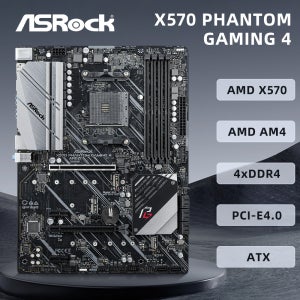ASRock X570 PHANTOM GAMING 4 마더보드, 5600G 5600X 5700X 5700x3D 5800x3D CPU, 4xDDR4 128GB M.2, AMD AM4 