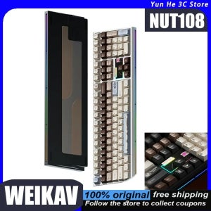 WEIKAV NUT108 기계식 키보드 알루미늄 합금 트리플 모드 104키 레이아웃, 사무실 및 게임용으로 설계된 낮은 지연 시간