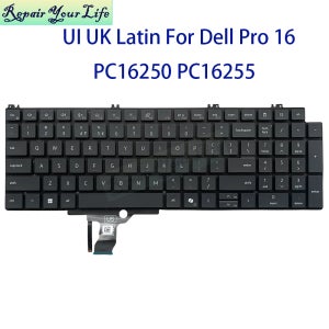 UI 영국 라틴어 키보드 백라이트 Dell Pro 16 Plus PB16250 PB16255 P135F PC16250 PC16255 0YJCJ4 06JFCM 09NP4C 노트북 T