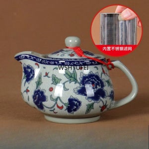 Jingdezhen 세라믹 티팟 대형 티팟, 필터 스크린 포함, 블루 및 화이트 도자기 싱글 포트, 260 ml, 500 ml, 1000ml