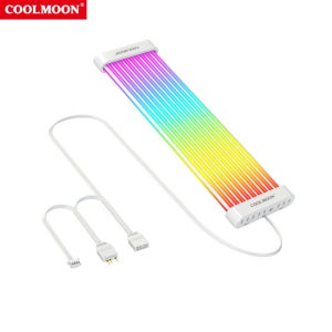 COOLMOON 그래픽 카드 ARGB LED PC 마더보드 동기 케이블, 네온 레인보우 케이블, 전원 공급 장치, 5V, 3 핀, 8P, 24 핀, C200EX, C260EX